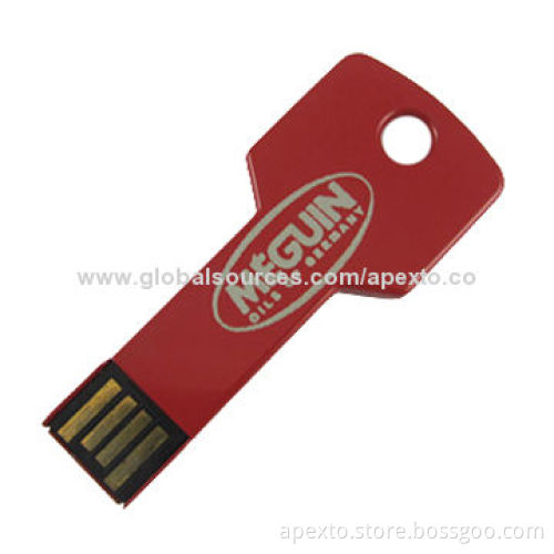Red Key Shaped USB Flash Memory, Customized Logos Welcomed, 1 to 32GB Capacities